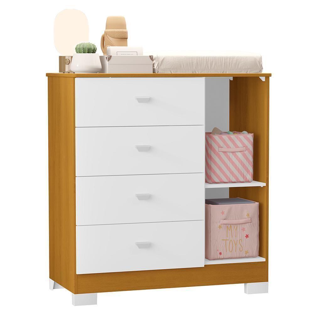 Jogo De Quarto Infantil New Katatau Cômoda E Berço Mini Cama Branco Fosco-savana - Reller Móveis Branco Fosco-savana - 3