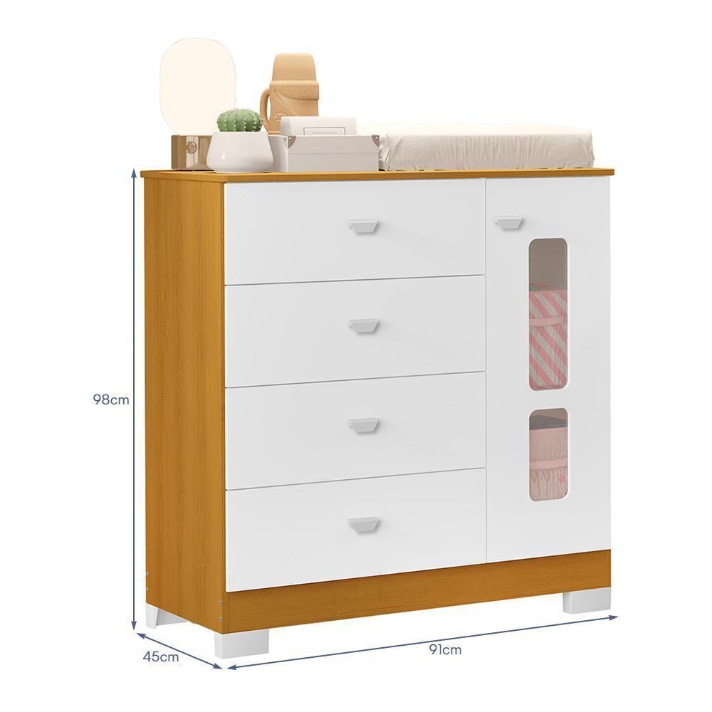 Jogo De Quarto Infantil New Katatau Cômoda E Berço Mini Cama Branco Fosco-savana - Reller Móveis Branco Fosco-savana - 4