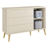 Jogo De Quarto Infantil Theo Cômoda E Berço Areia Fosco Com Pés Madeira Natural - Reller Móveis Areia Fosco - 3