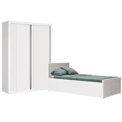 Jogo De Quarto Infantil Com Guarda Roupa Prince E Bicama Nuth Branco Fosco - Reller Móveis Branco Fosco