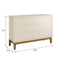 Jogo De Quarto Infantil Cômoda 1 Porta E Berço Classic Areia Fosco Com Pés Amadeirado - Reller Móveis Areia Fosco - 3