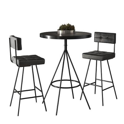 Conjunto Mesa Bistrô Viena E 2 Banquetas Madri 93cm Preto - Salaone Preto