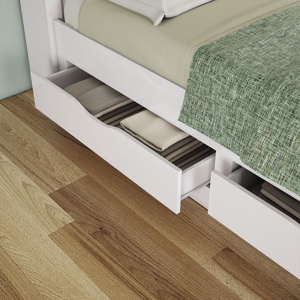 Cama Solteiro Invicta Com Baú E 2 Gavetas Branco - Santos Andirá Branco - 5