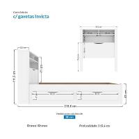 Cama Solteiro Invicta Com Baú E 2 Gavetas Branco - Santos Andirá Branco - 6