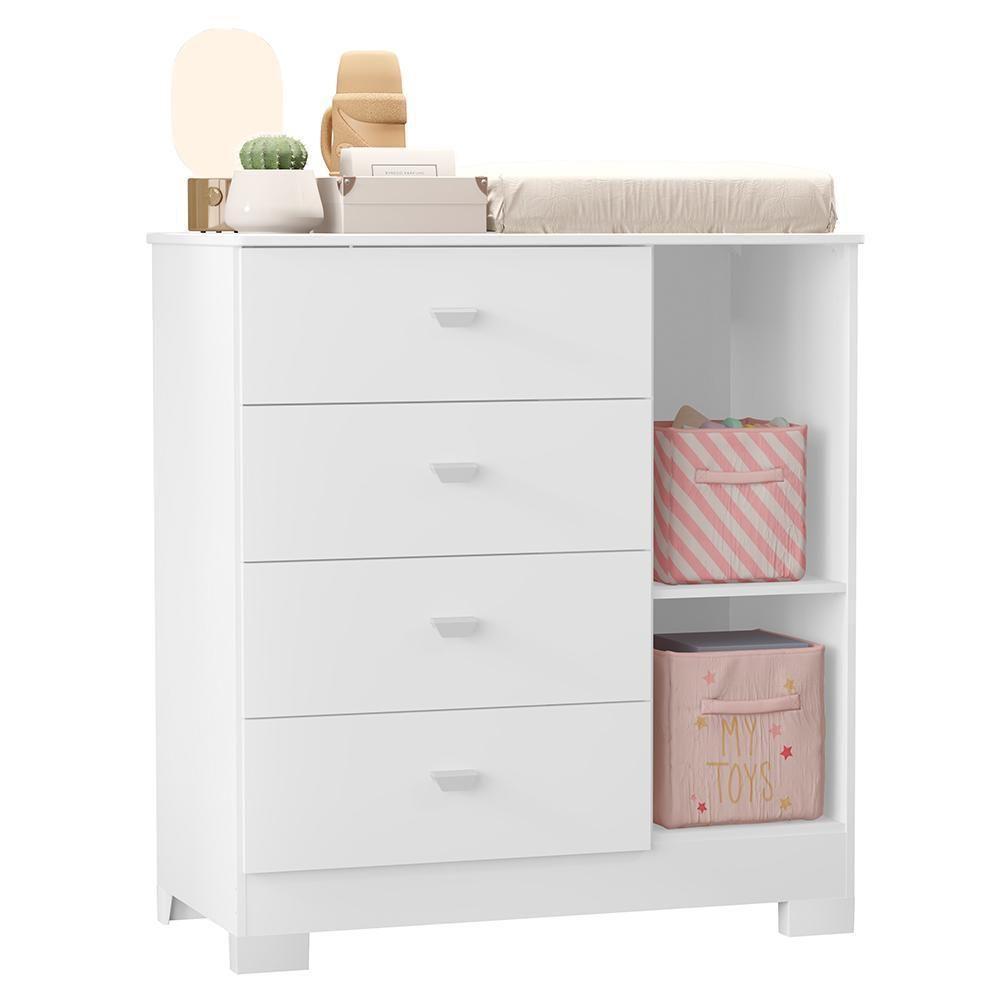 Jogo De Quarto Infantil New Katatau Guarda Roupa E Cômoda Branco Fosco - Reller Móveis Branco Fosco - 5