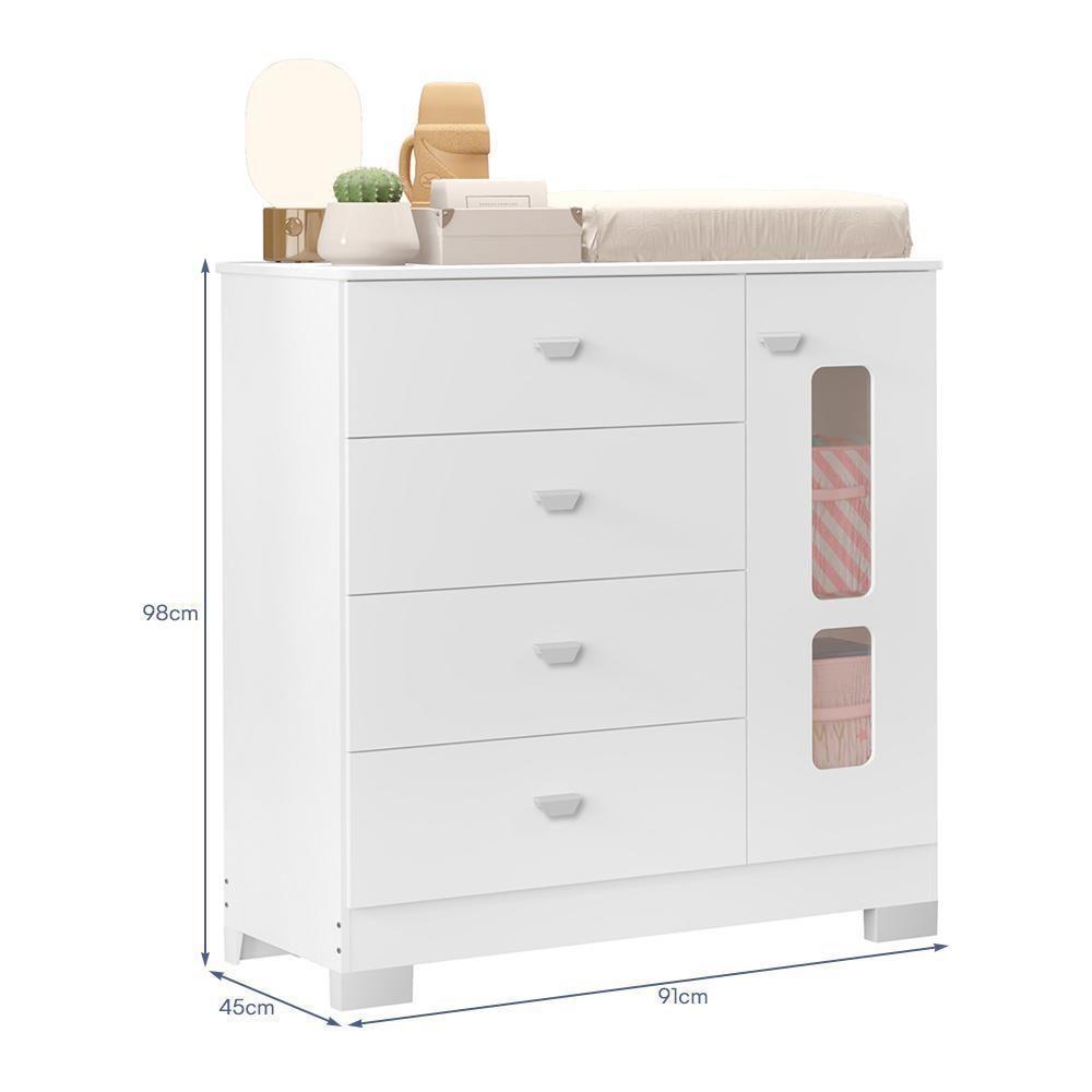 Jogo De Quarto Infantil New Katatau Guarda Roupa E Cômoda Branco Fosco - Reller Móveis Branco Fosco - 6