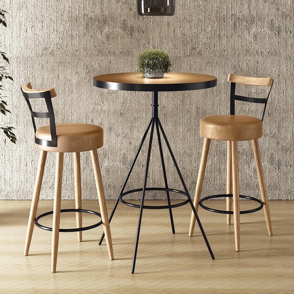 Conjunto Mesa Bistrô Viena E 2 Banquetas Moscou 98cm Amarula - Salaone Amarula - 2