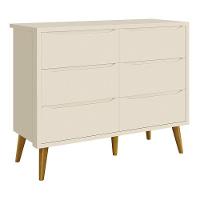 Jogo De Quarto Infantil Theo Cômoda 6 Gavetas E Berço Areia Fosco Com Pés Amadeirado - Reller Móveis Areia Fosco - 2