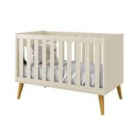 Jogo De Quarto Infantil Theo Cômoda 6 Gavetas E Berço Areia Fosco Com Pés Amadeirado - Reller Móveis Areia Fosco