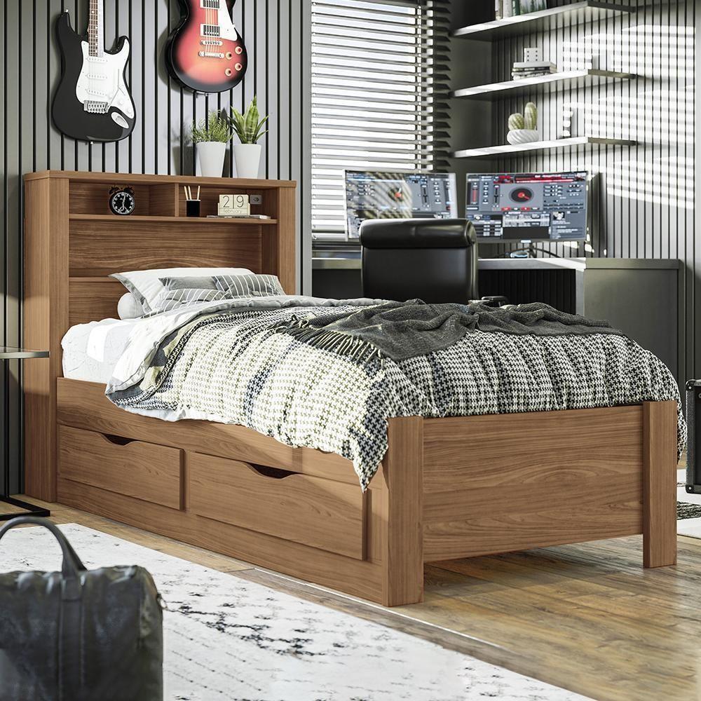 Cama Solteiro Invicta Com Baú E 2 Gavetas Jatobá - Santos Andirá Jatobá - 2