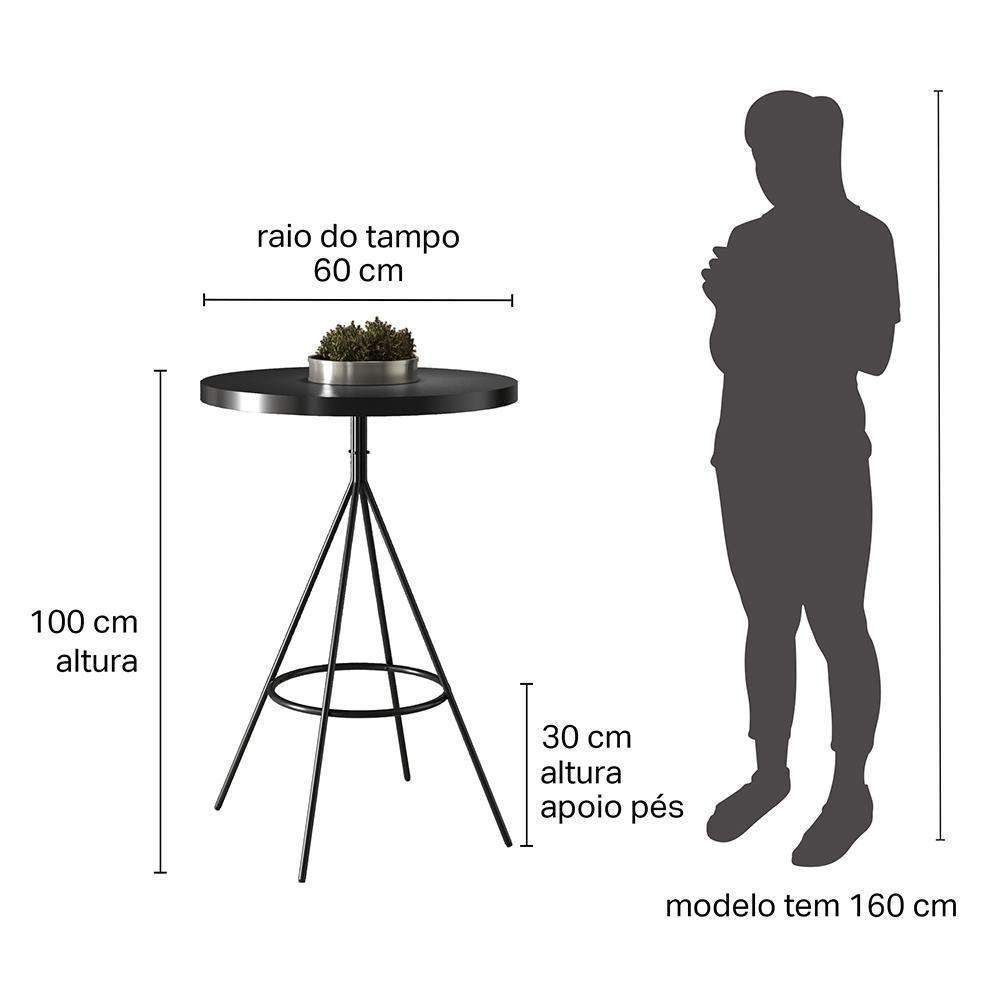 Conjunto Mesa Bistrô Viena E 2 Banquetas Moscou 98cm Preto - Salaone Preto - 6