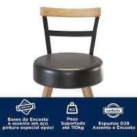 Conjunto Mesa Bistrô Viena E 2 Banquetas Moscou 98cm Preto - Salaone Preto - 5