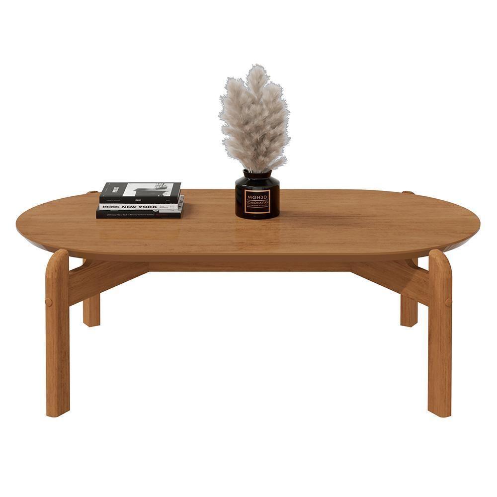 Conjunto De Mesas Lizz Lateral Redonda E Oblonga Cedro - Casa D Cedro - 5