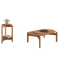 Conjunto De Mesas Lizz Lateral Redonda E Oblonga Cedro - Casa D Cedro - 1