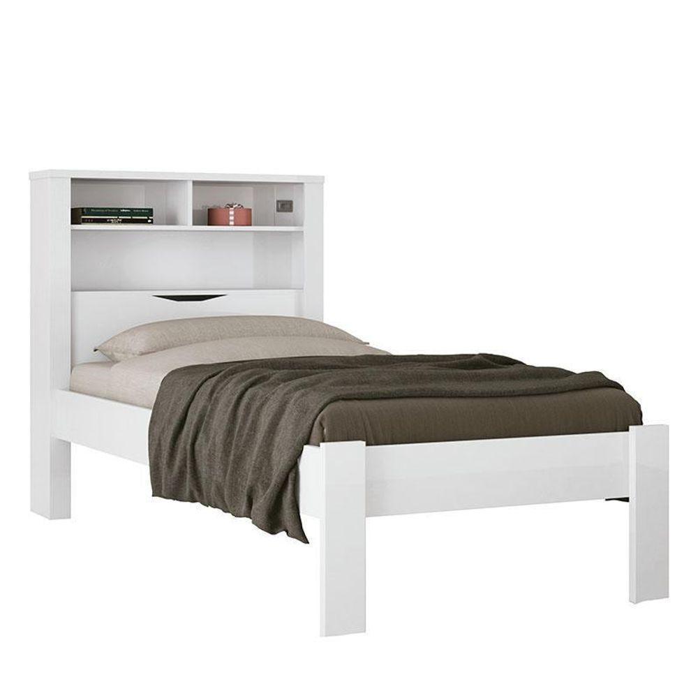 Cama Solteiro Invicta Com Baú Branco - Pr Móveis Branco - 1