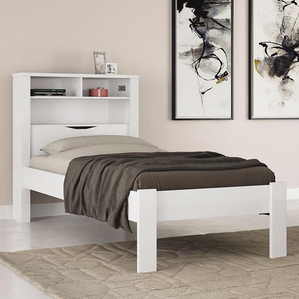 Cama Solteiro Invicta Com Baú Branco - Pr Móveis Branco - 2