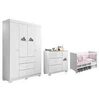 Dormitório Infantil Ane Guarda Roupa, Cômoda, Berço Tico Branco - Phoenix Baby Branco - 1