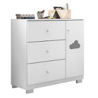 Dormitório Infantil Ane Guarda Roupa, Cômoda, Berço Tico Branco Com Colchão Supreme - Phoenix Baby Branco