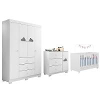Dormitório Infantil Ane Guarda Roupa, Cômoda E Berço Encanto Branco - Phoenix Baby Branco - 1
