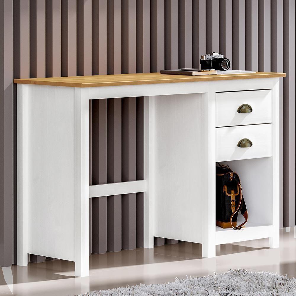 Escrivaninha Topázio 2 Gavetas Branco-freijó - Finestra Móveis Branco-freijó - 2