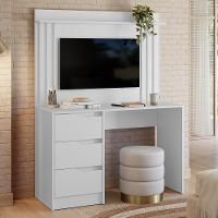 Escrivaninha Com Painel Doble Branco Para Tv Até 42 - Móveis Albatroz Branco - 2