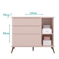 Dormitório Melinda Guarda Roupa, Cômoda E Berço Retrô Rosê Acetinado Com Colchão Physical - Phoenix Baby Rosê Acetinado