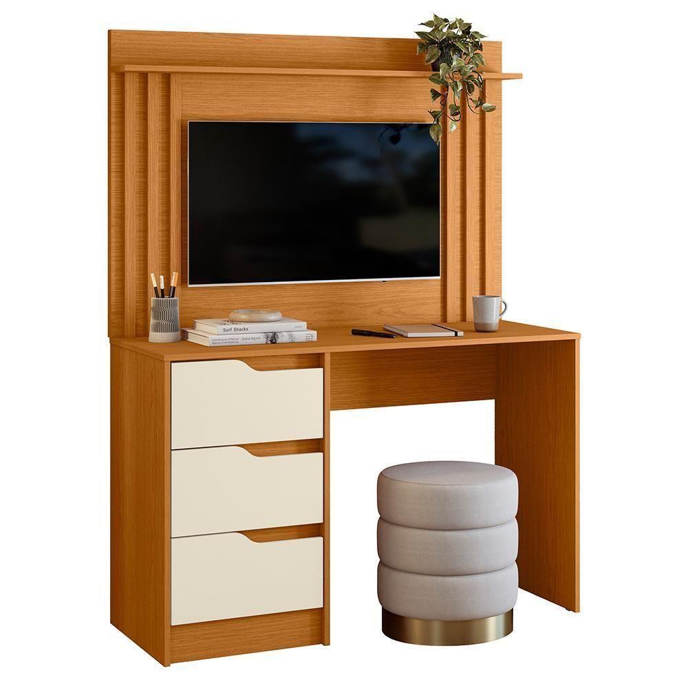 Escrivaninha Com Painel Doble Cinamomo-off White Para Tv Até 42 - Móveis Albatroz Cinamomo-off White - 1