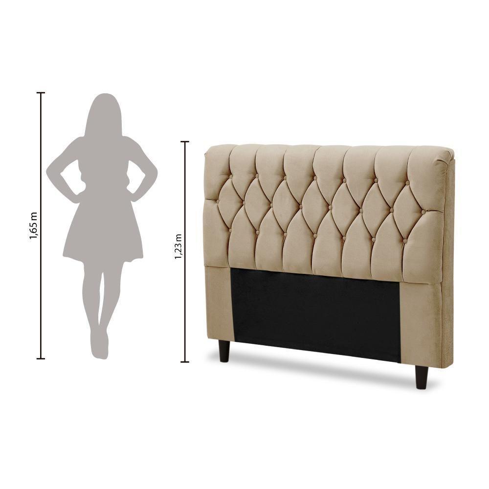 Cabeceira Cama Box Istambul Casal 145cmx126cm Suede Bege Bege - 4