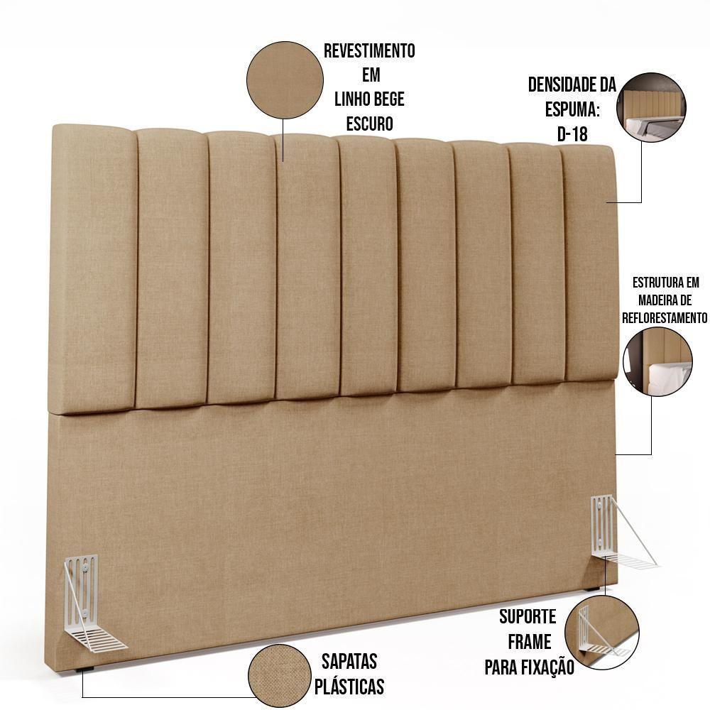 Cabeceira Cama Box Casal Queen 160 Cm Linho Bege Escuro - 4
