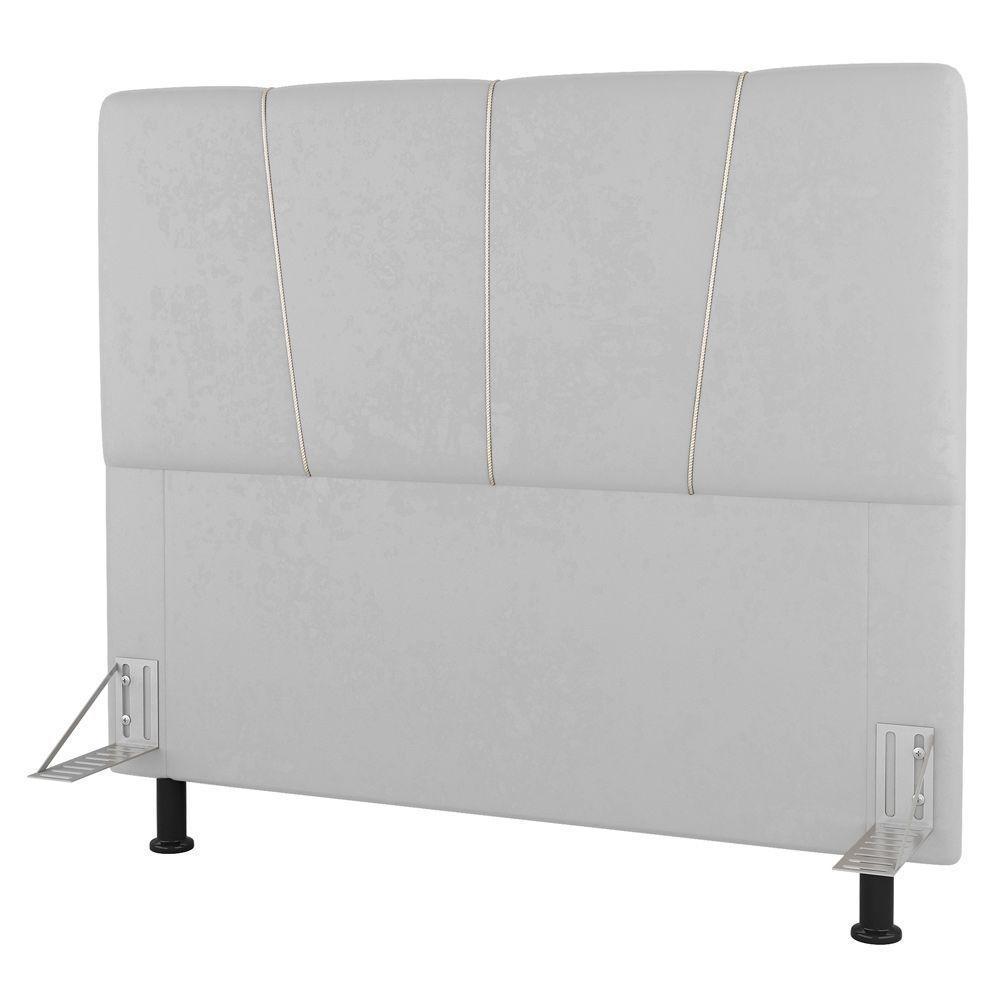 Cabeceira Cama Box Casal King Size Amber 195cm Estofada Sintético Branco - Desk Design - 2