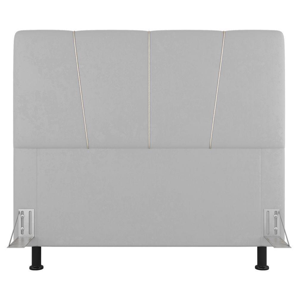Cabeceira Cama Box Casal King Size Amber 195cm Estofada Sintético Branco - Desk Design - 7