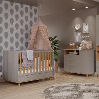 Jogo De Quarto Infantil Cômoda Casinha 1 Porta E Berço Americano Candy Fendi-nature - Permóbili Baby Fendi-nature - 2