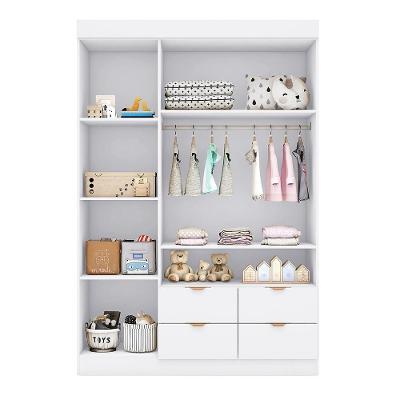 Jogo de Quarto Infantil Ayla em MDF 136cm Branco Acetinado com Guarda-Roupa Phoenix Baby