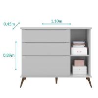 Jogo De Quarto Infantil Retrô Alice Guarda Roupa E Cômoda Com Porta Cinza - Pr Baby Cinza - 6