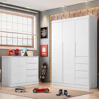 Jogo De Quarto Infantil Eloá Com Guarda Roupa E Cômoda Branco - Phoenix Baby Branco - 2