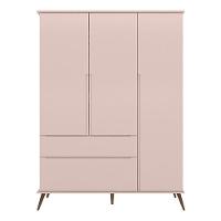 Jogo De Quarto Infantil Retrô Alice Guarda Roupa, Cômoda Com Porta E Mesinha Rosê - Pr Baby Rosê - 3