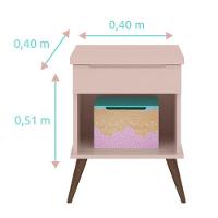 Jogo De Quarto Infantil Retrô Alice Guarda Roupa, Cômoda Com Porta E Mesinha Rosê - Pr Baby Rosê - 7