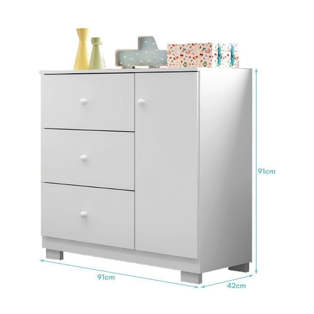 Jogo De Quarto Infantil Duda Com Guarda Roupa 3 Portas E Cômoda Branco - Phoenix Baby Branco - 6