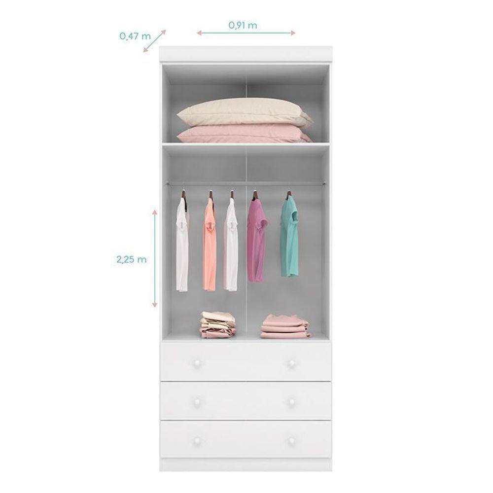 Jogo De Quarto Infantil Eloisa Com Guarda Roupa 2 Portas E Cômoda Branco - Phoenix Baby Branco - 3