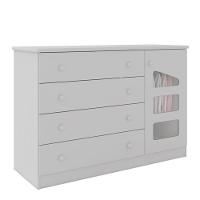 Jogo De Quarto Infantil Eloisa Com Guarda Roupa 2 Portas E Cômoda Branco - Phoenix Baby Branco