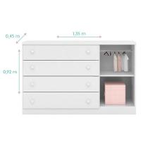 Jogo De Quarto Infantil Eloisa Com Guarda Roupa 2 Portas E Cômoda Branco - Phoenix Baby Branco - 5