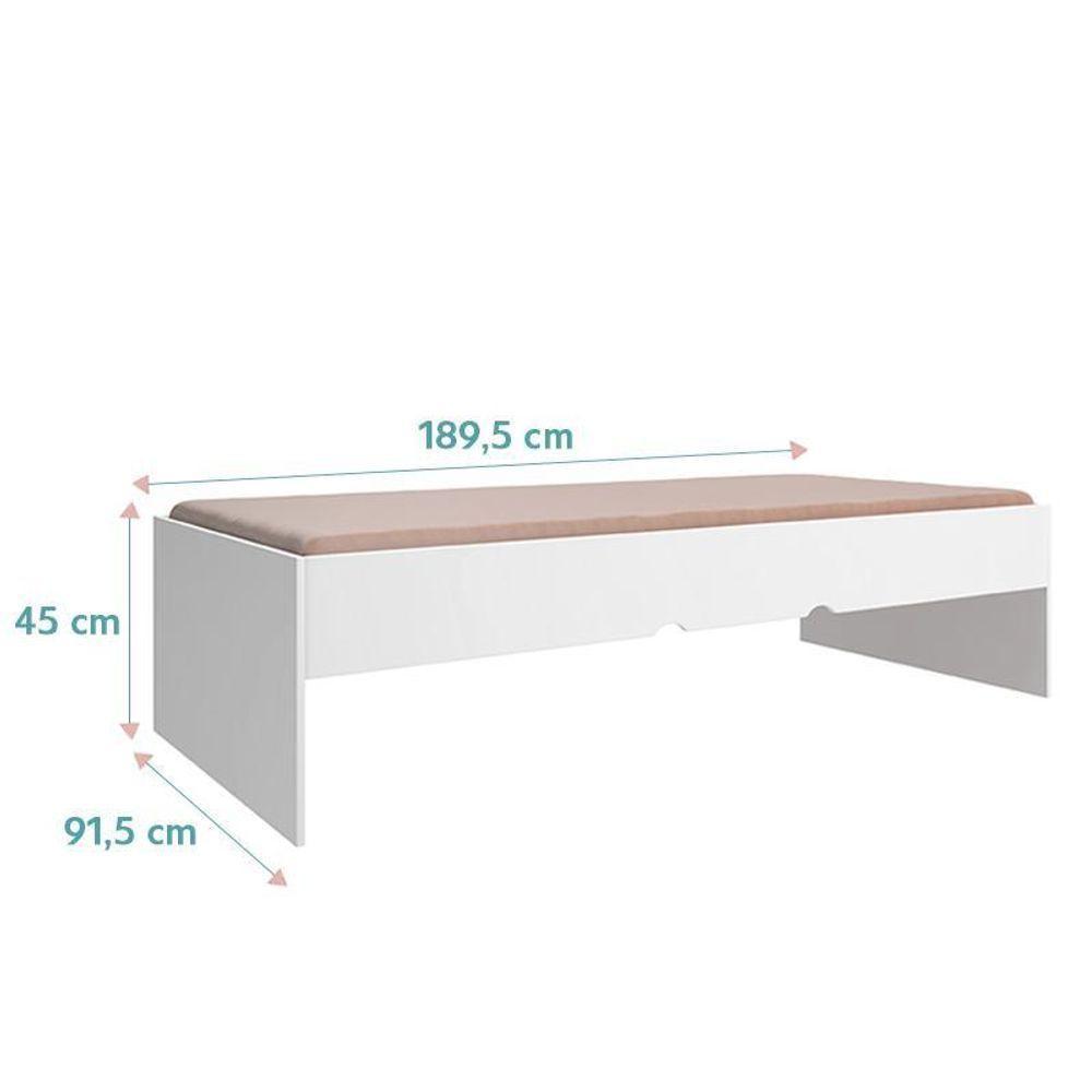 Jogo De Quarto Infantil Chiara Módulo Aéreo 2 Portas E Cama Branco - Phoenix Baby Branco - 3