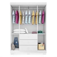 Jogo De Quarto Infantil Duda Com Guarda Roupa 4 Portas E Cômoda Branco - Phoenix Baby Branco - 3