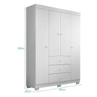 Jogo De Quarto Infantil Duda Com Guarda Roupa 4 Portas E Cômoda Branco - Phoenix Baby Branco