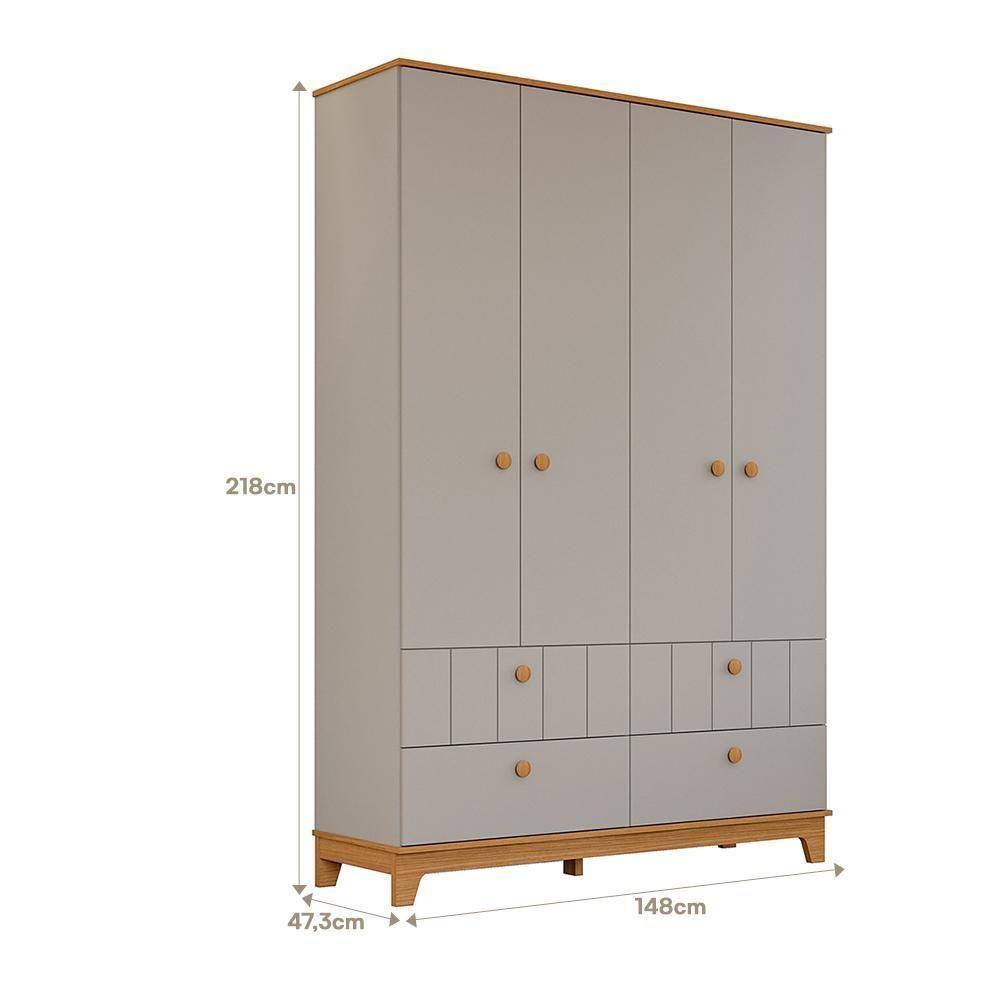 Jogo De Quarto Infantil Biscoito Guarda Roupa E Cômoda 6 Gavetas Fendi-nature - Permóbili Baby Fendi-nature - 6