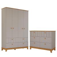 Jogo De Quarto Infantil Biscoito Guarda Roupa E Cômoda 6 Gavetas Fendi-nature - Permóbili Baby Fendi-nature - 1