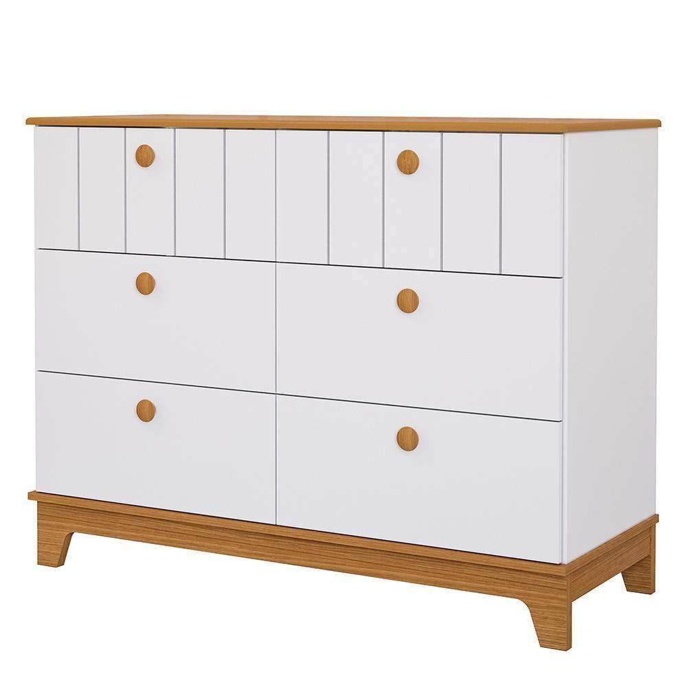Jogo De Quarto Infantil Biscoito Cômoda 6 Gavetas E Berço Branco-nature - Permóbili Baby Branco-nature - 3