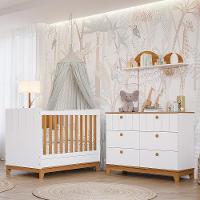 Jogo De Quarto Infantil Biscoito Cômoda 6 Gavetas E Berço Branco-nature - Permóbili Baby Branco-nature - 2