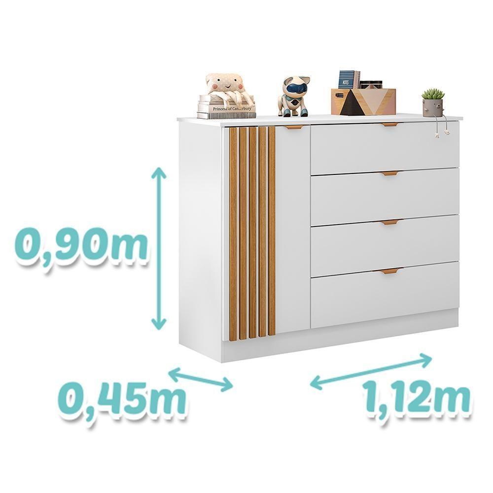 Jogo De Quarto Infantil Ayla Com Cômoda E Berço Branco Acetinado - Phoenix Baby Branco Acetinado - 4