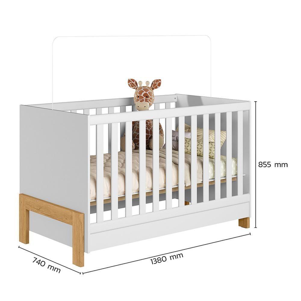 Jogo De Quarto Infantil Ayla Com Cômoda E Berço Branco Acetinado - Phoenix Baby Branco Acetinado - 7